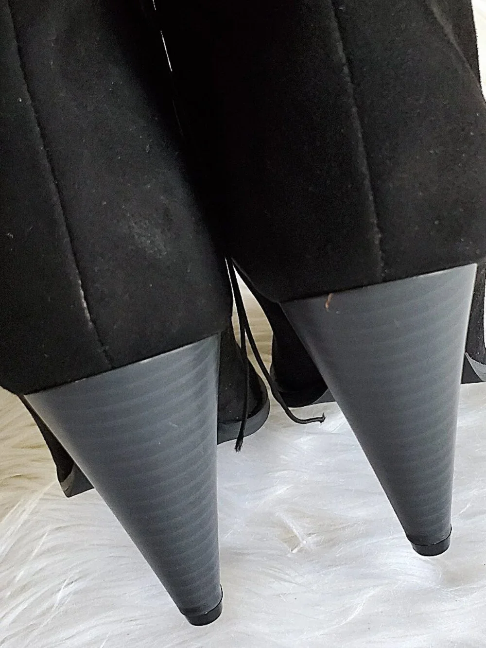 Forever 21 Black Suede Heeled Pull On Mid Calf Boots SZ 6